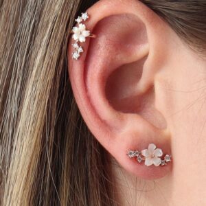 Floral Earring and Ear Cuff